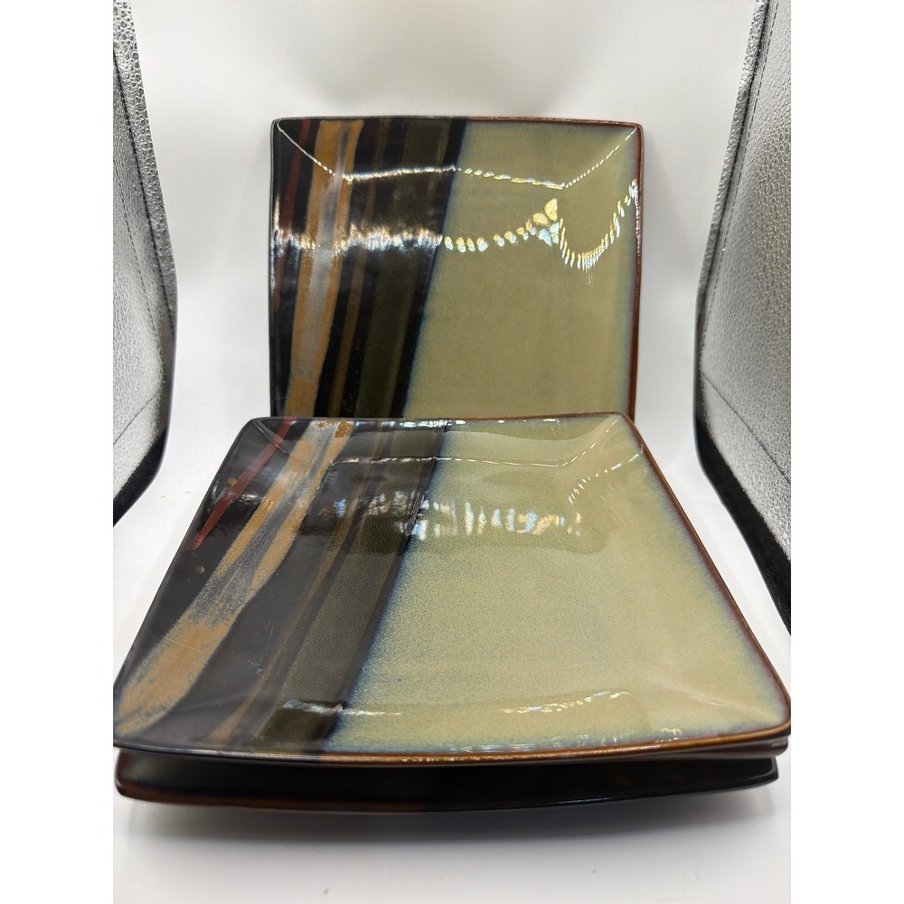 4 Sango Avanti Black 4721 Square Salad/Luncheon Plate—7 3/4''